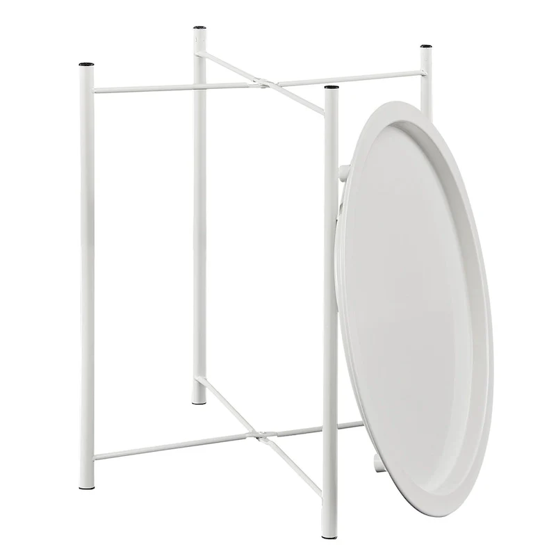 VECELO Modern Side Table with Round Removable Tray,Beige (Set of 1/Set of 2)