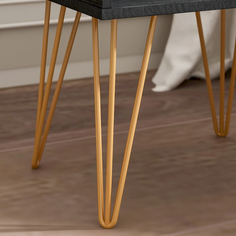 Timechee 23.6  Tall 1 - Drawer Wood Nightstand Metal Legs(1 Piece)