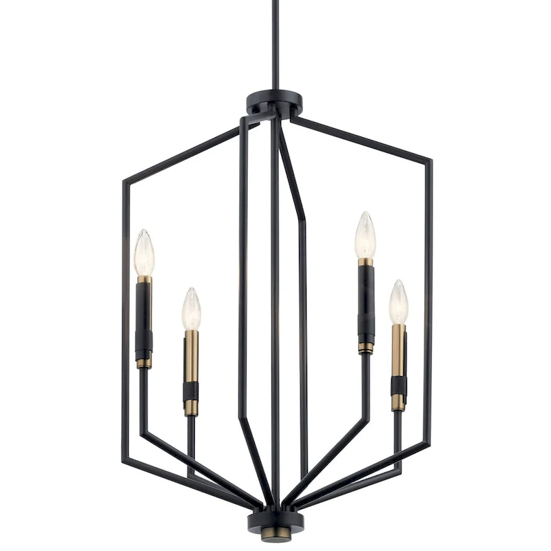 Kichler Armand 27 inch 4 Light Foyer Pendant in Black and Bronze Finish