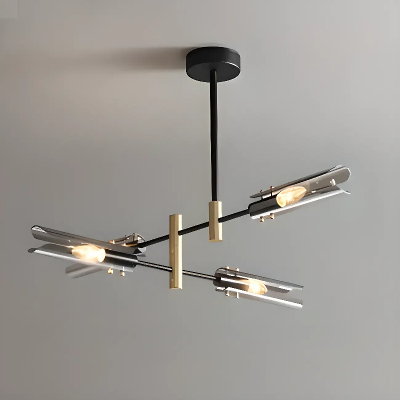 Modern Industrial Linear Chandelier with Adjustable Height