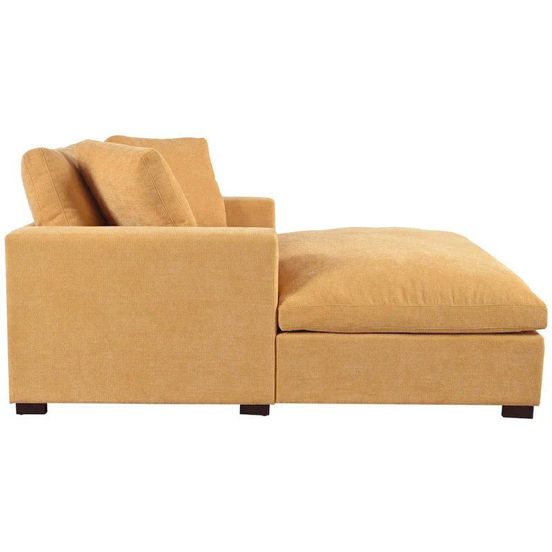 Yellow 53.5 Chaise Lounge Chair with Wood Legs
