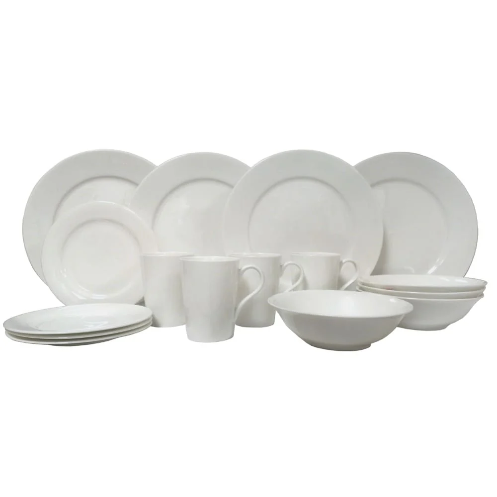 Red Vanilla Rimmed Bone China 16Pc Dinner Set