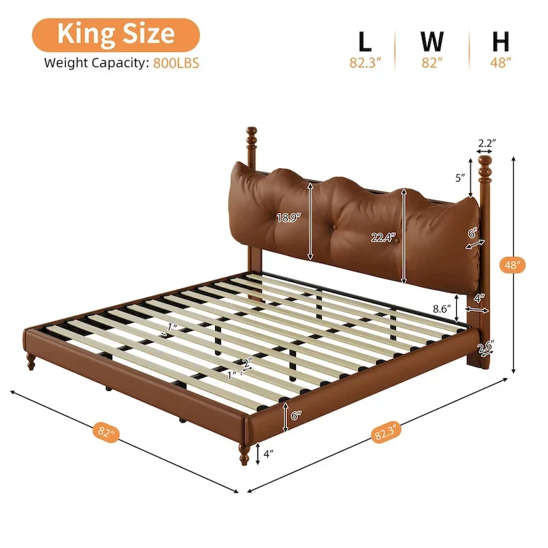 Luxury Upholstered PU Leather Bed