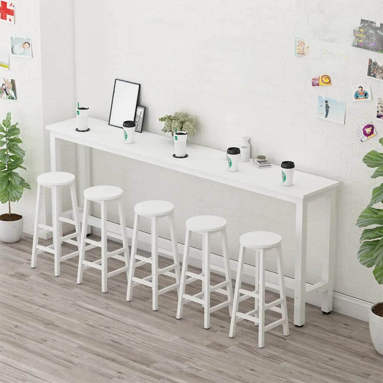 Modern White Wood Iron Rectangular Bar Tables