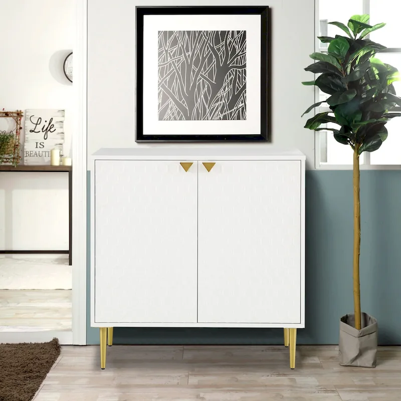 Hexagonal Pattern 2-door Storage Cabinet Buffet Cabinet Sideboard