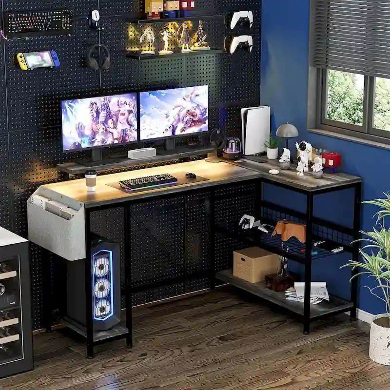 Small Gaming Desk with Power Outlets