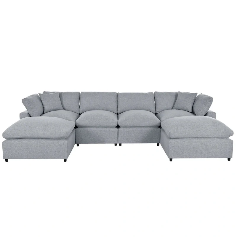 Merax Modern Large U-Shape Sectional Sofa, 2 Large Chaise with Removable Ottomans
