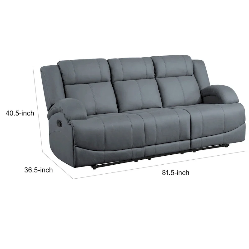 Blue Microfiber Double Manual Recliner Sofa with Pillow Top Arms – 2-Seat