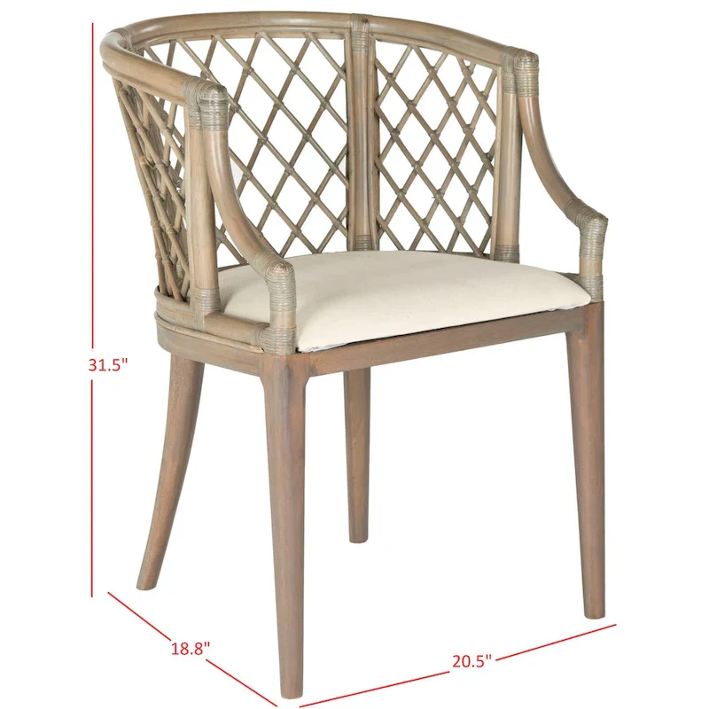 Theona Rattan Lattice Arm Chair - 22.3W x 23L x 31.3H - 22Wx23Dx31H