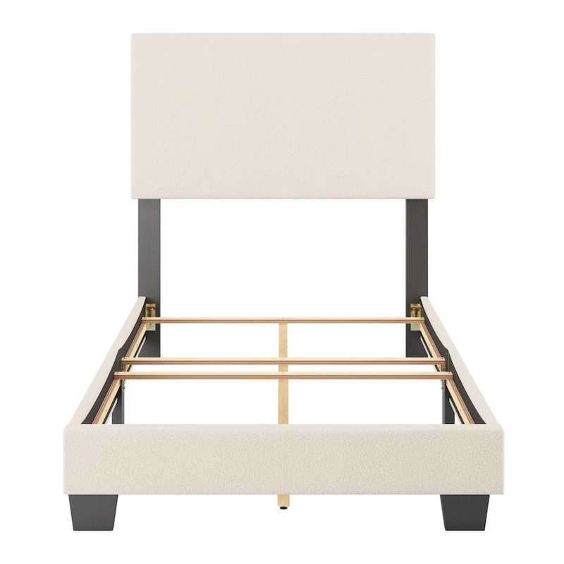 Nova Upholstered Modern Boucle Bed, Box Spring Required