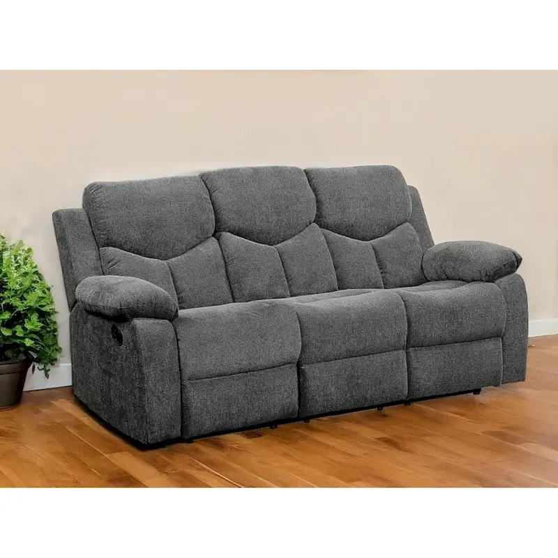 HomeRoots 82 Gray Chenille Reclining Sofa With Black Legs - 82
