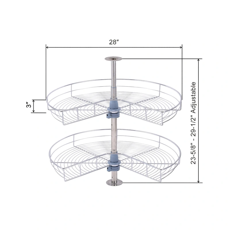 Dowell Lazy Susan 28 Diameter - 270 Degree Double Rack Stainless Steel