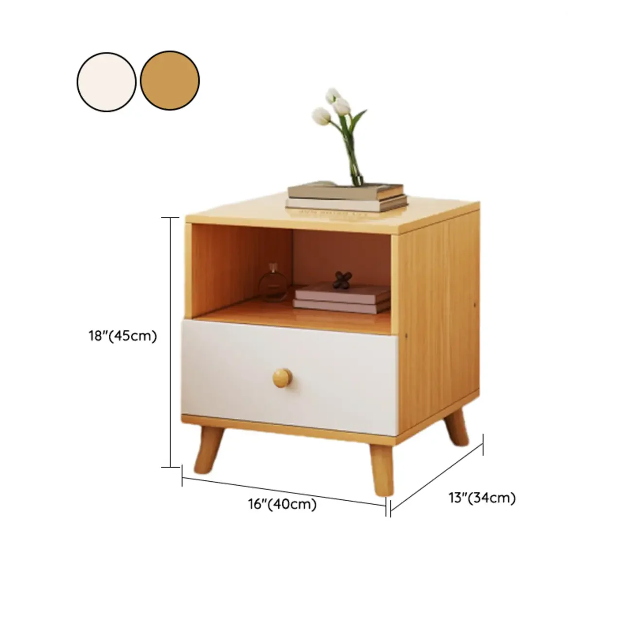 Modern Wooden Bedside Table with Dual Drawers