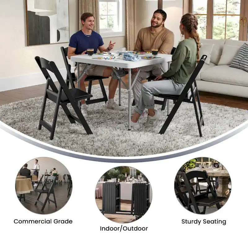 Lightweight Resin Folding Chairs with Vinyl Seats (Set of 4)