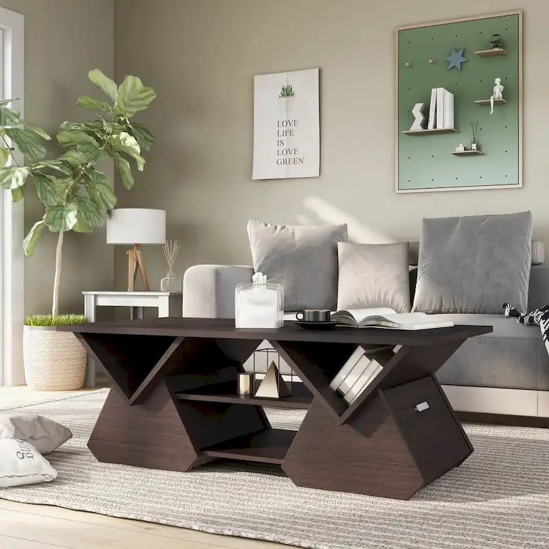 Espresso 47-inch 4-Shelf Coffee Table