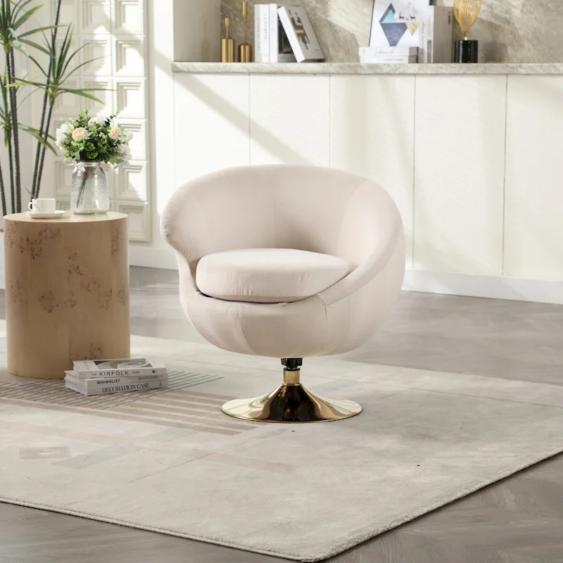 Velvet 360 Degree Swivel Barrel Accent Chair