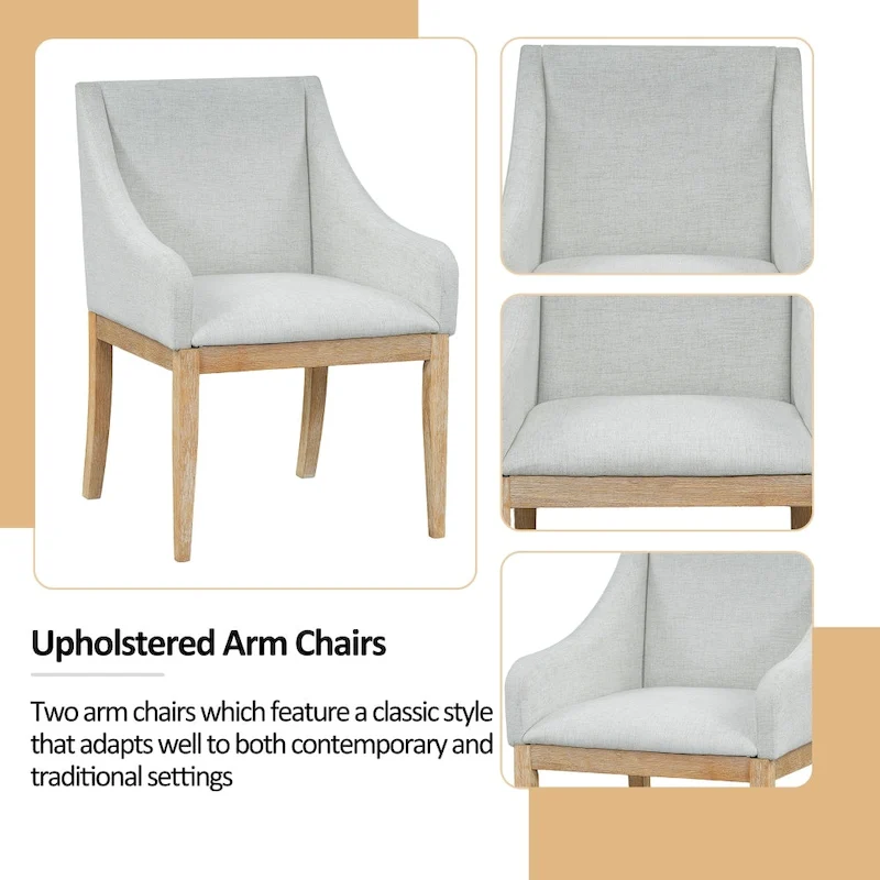 Rustic 7-Piece Extendable Dining Table Set with 18in Removable Leaf