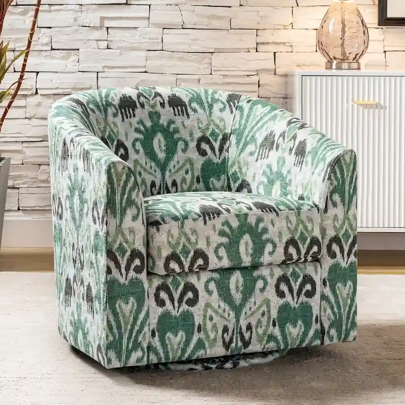Cuenca Modern Upholstered Barrel Chair with Swivel Base