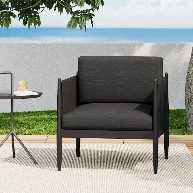 Dawson Outdoor Aluminum Club Chair with Cushions by Christopher Knight Home