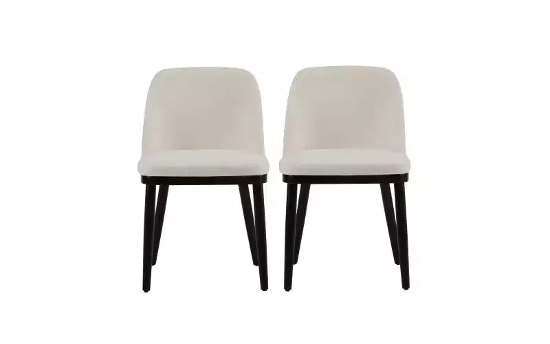 Christopher Knight Home Set of 2 Hannah Mid-Century Modern Upholstered Dining Chairs with Curved Backrest Beige/Black