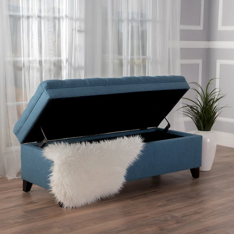 Juliana Fabric Storage Ottoman with Birch Legs