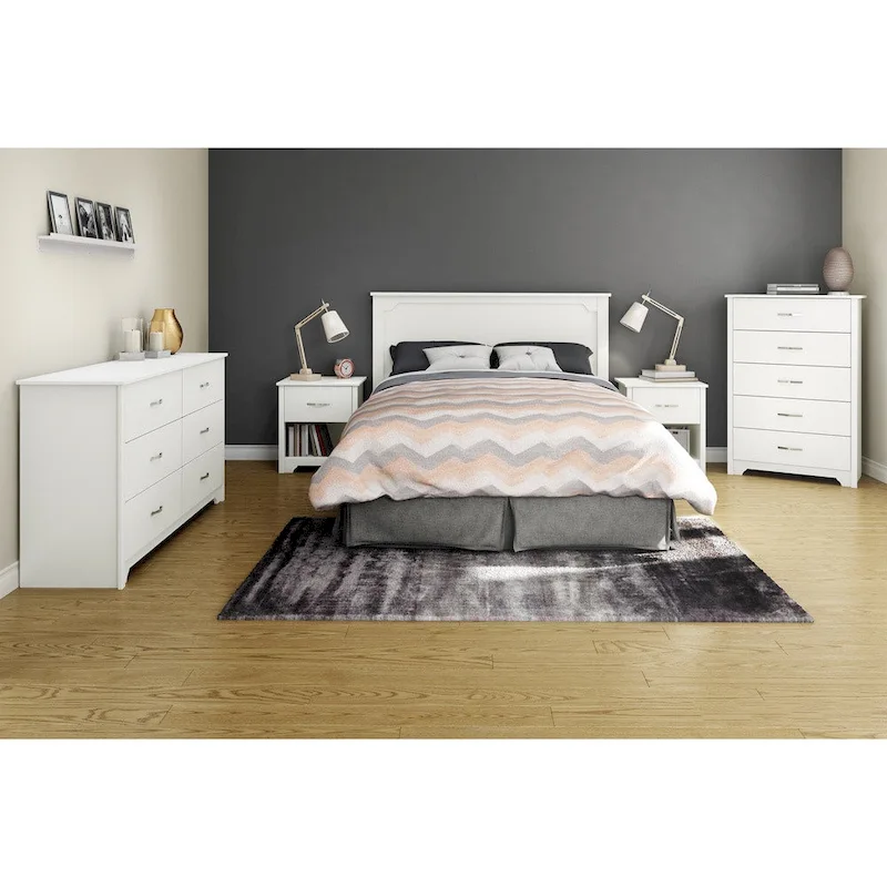 5-Drawer Transitional Bedroom Chest with Grooved Handles – White, Black, Brown