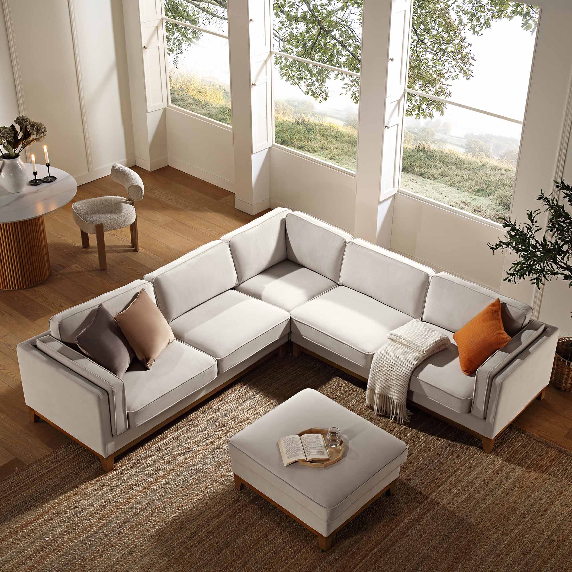 Champagne Velvet Grande Corner Sofa