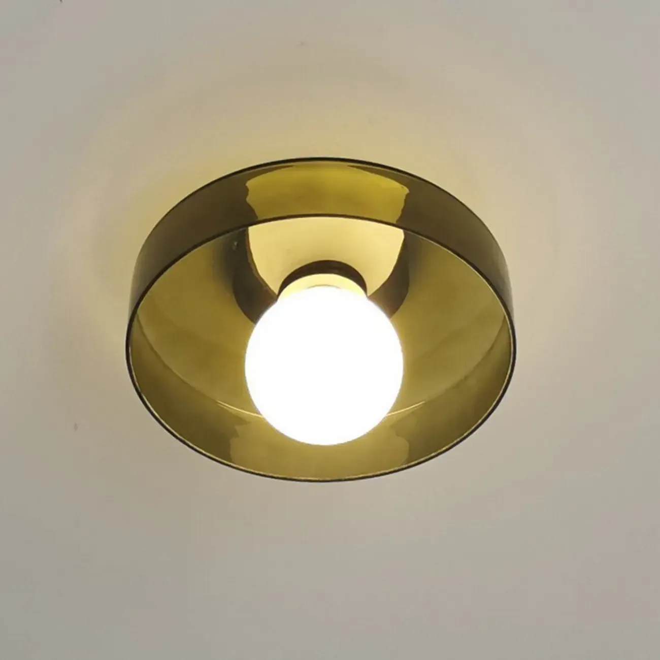 Modern Green Circular Glass Semi Flush Ceiling Light