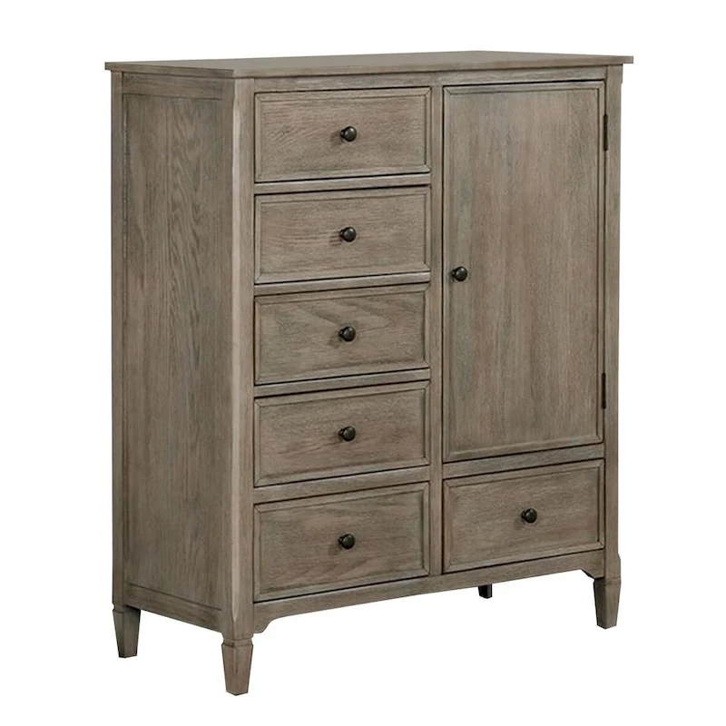 Armoire with 6 Storage Drawers and Turnip Feet, Natural Brown