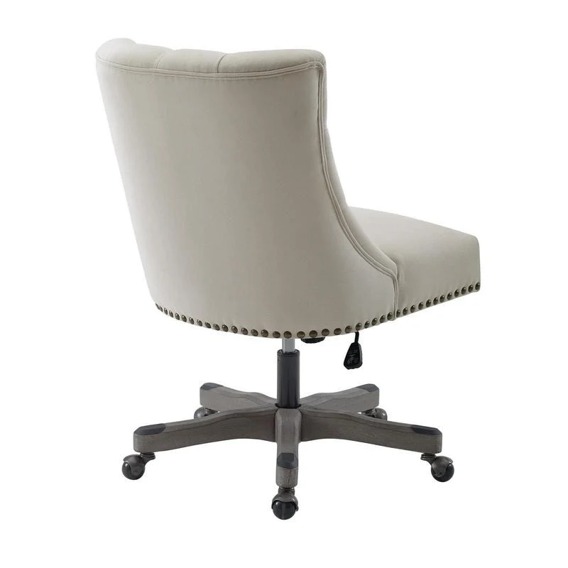 Office Chair - Gray Wood Base - Button Tufted