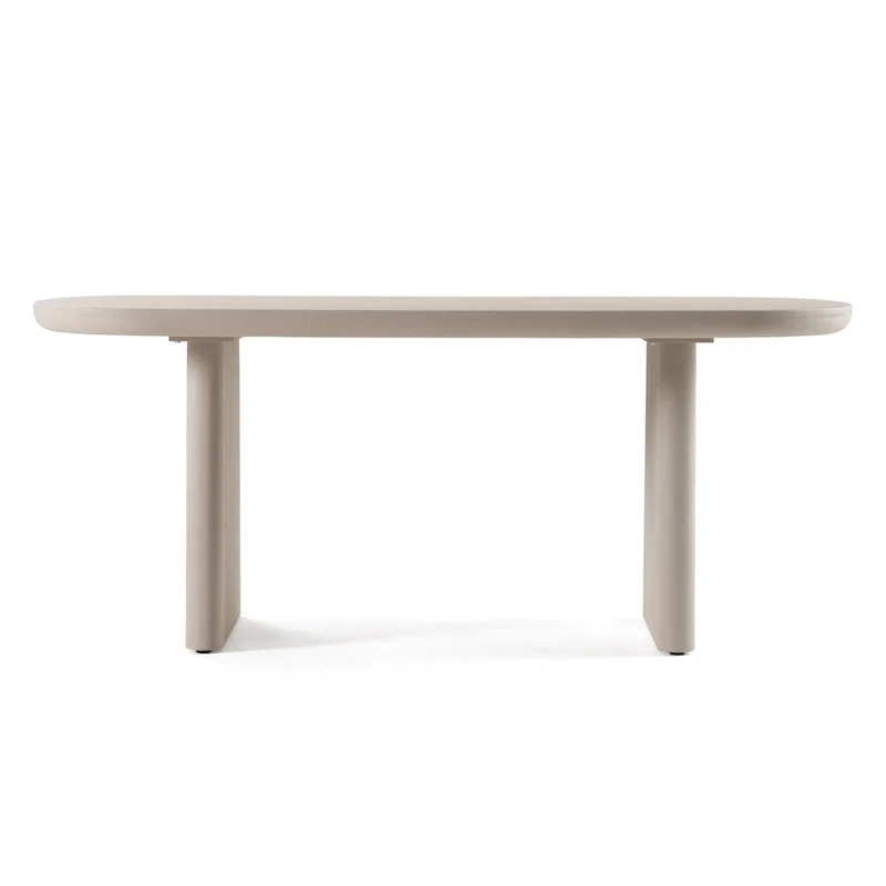Modern Grey Faux Cement Oval Dining Table