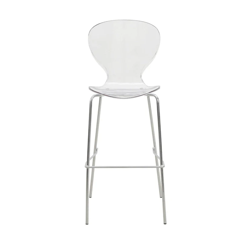 Acrylic Barstool with Steel Frame in Chrome Finish Oyster Series Set of 2