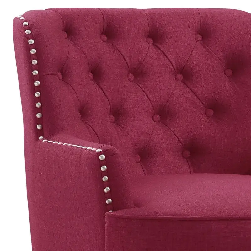 Moser Bay Mignon Velvet / Linen 30  Wide Tufted Wingback Accent Chair