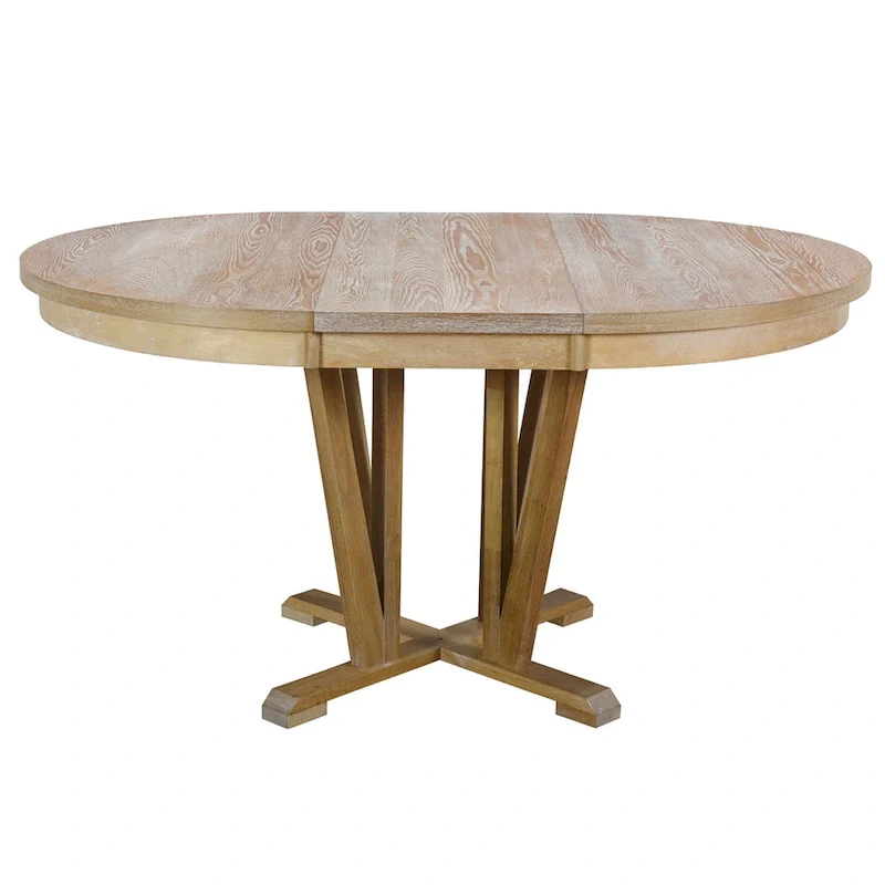 Extendable Dining Table Set Round Trestle Table and 4 Dining Chairs