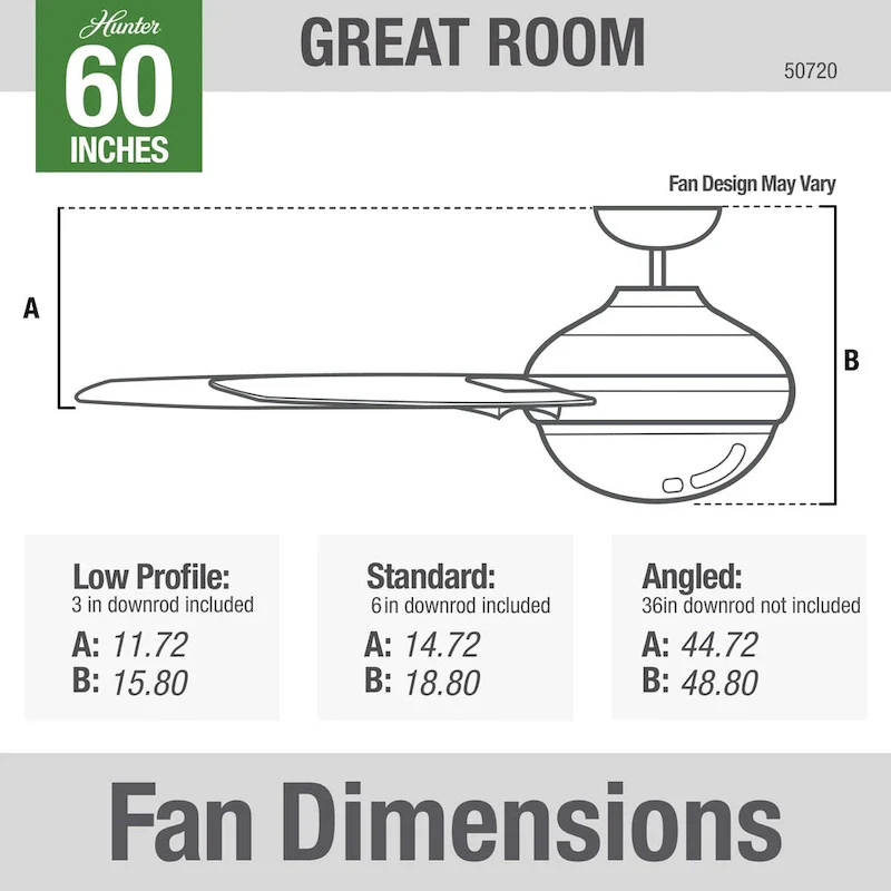 Hunter 60  Overton Damp Rated Ceiling Fan with LED Light Kit and Wall Control - Windmill, Transitional, Modern - ENERGY STAR