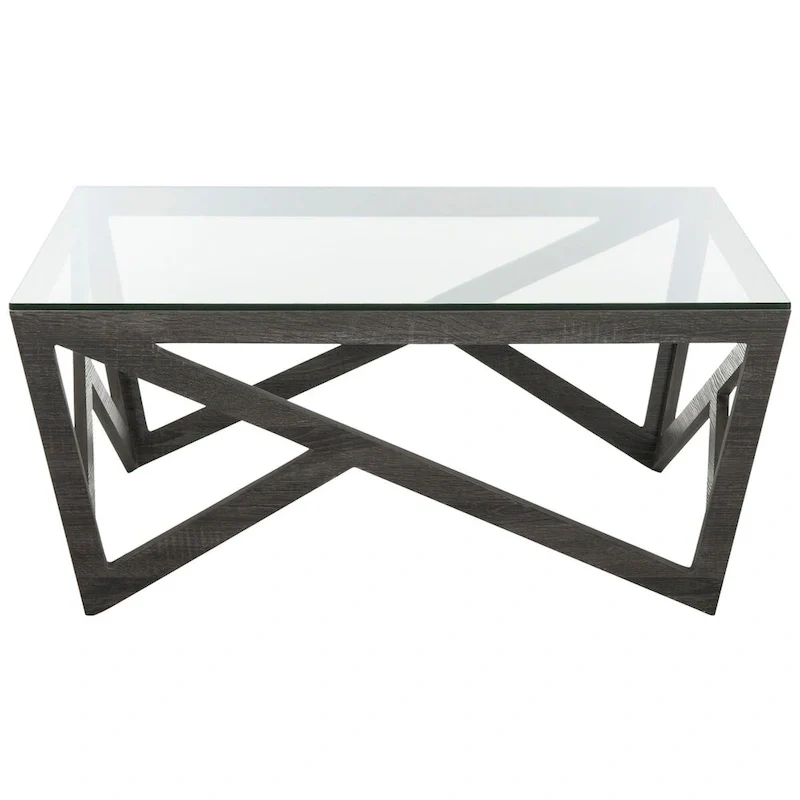 SAFAVIEH Annmarie Mid-Century Glass Top Coffee Table - 33.5 x 33.5 x 14.5 - 34Wx34Dx15H