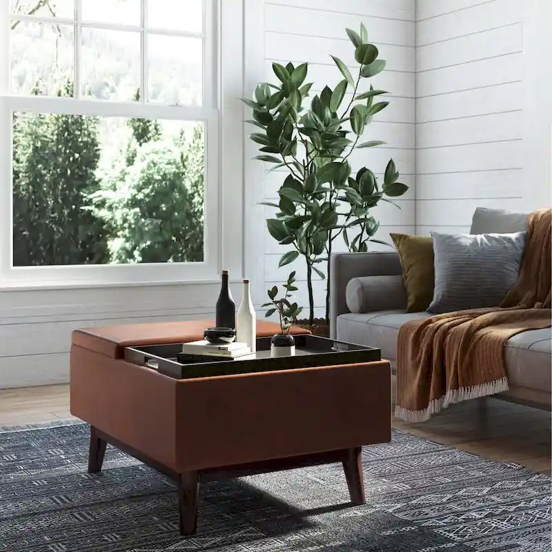 34-inch Wide Mid Century Modern Rectangle Table Ottoman