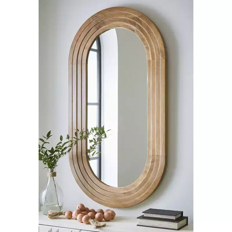 Signature Design by Ashley Daverly Wall Accent Mirror with Brown Wood Frame