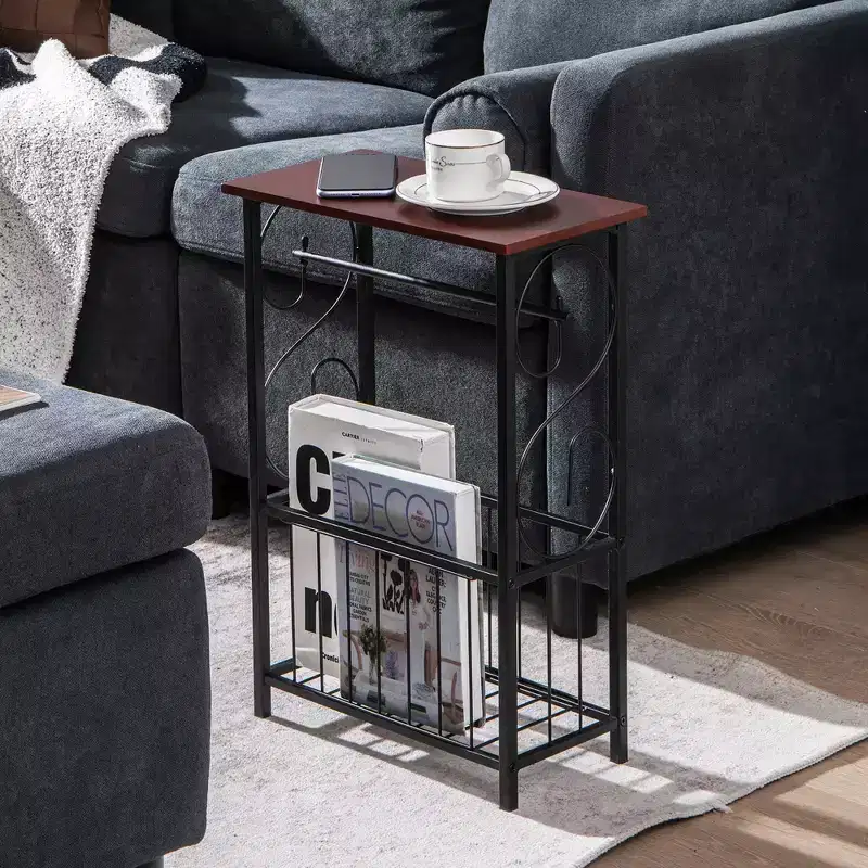 Costway 1PC\2 PCS Side Sofa Narrow Table w/ Removable Paper Holder for Living Room Toilet