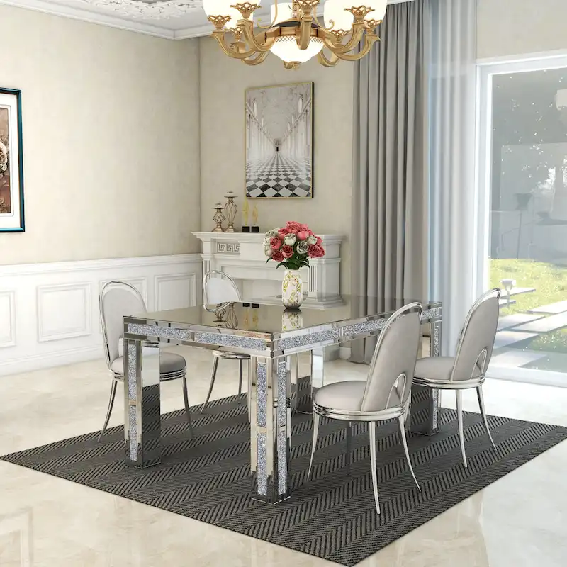 Rectangular Dining Table with Crushed Diamond