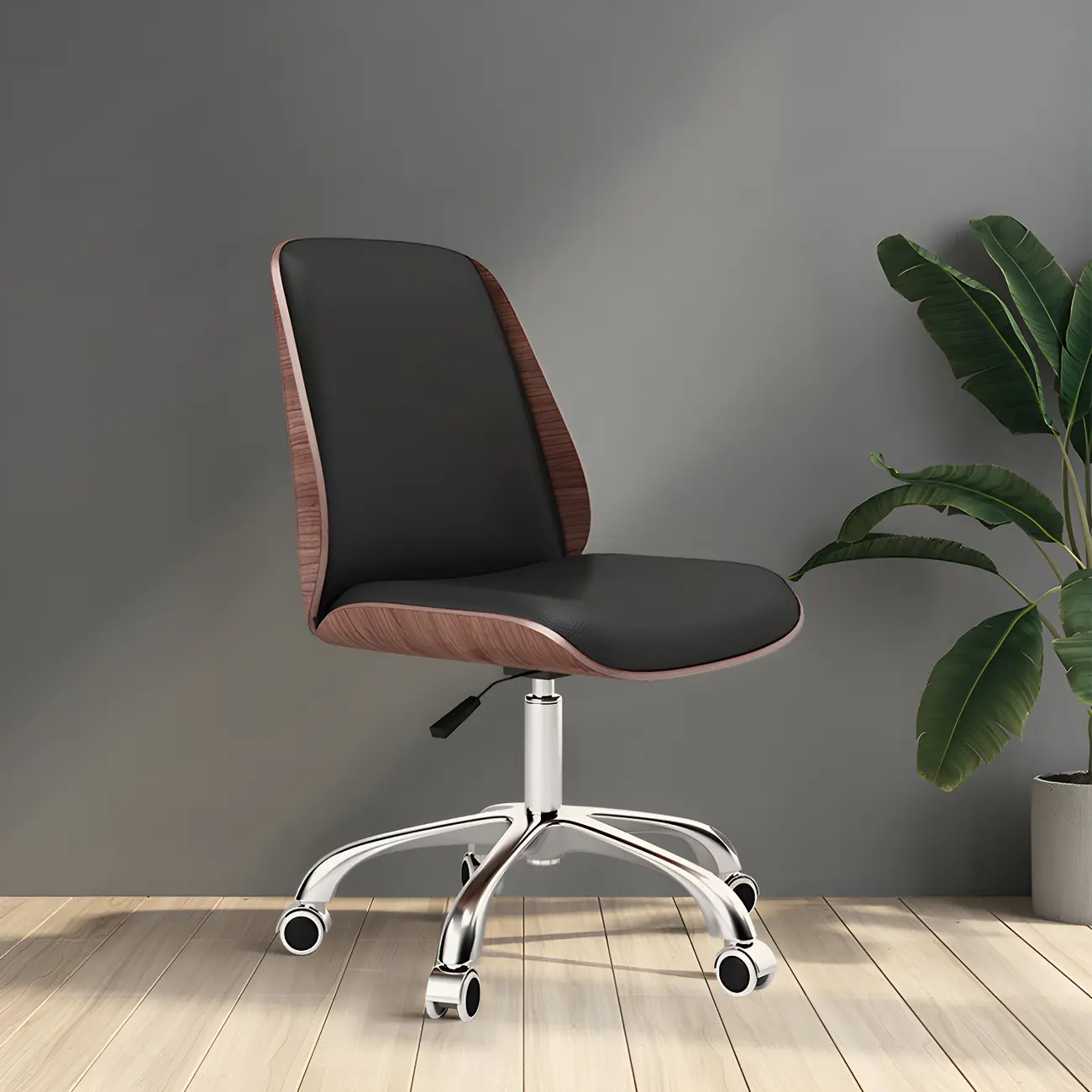 Modern Leather Upholstered Swivel Office Chair