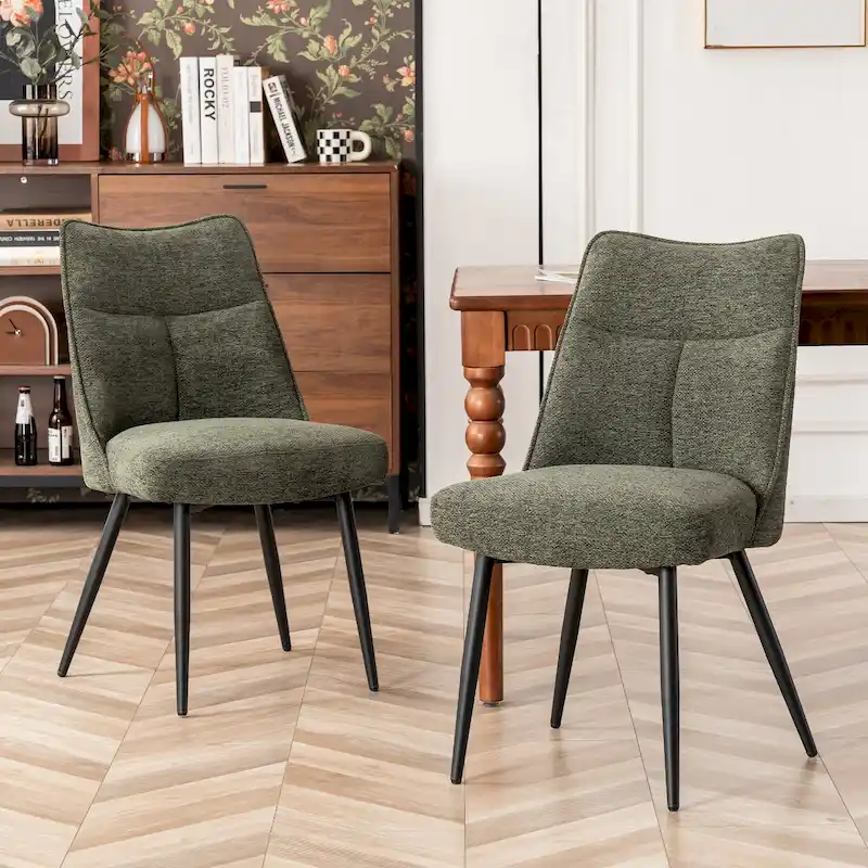 Modern Upholstered Fabric Kitchen & Dining Room Chairs Set of 2