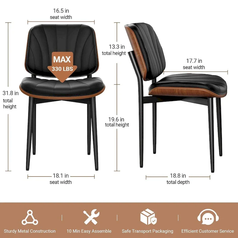 Mid Century Modern Dining Chairs, Upholstered Dining Chairs Set of 2