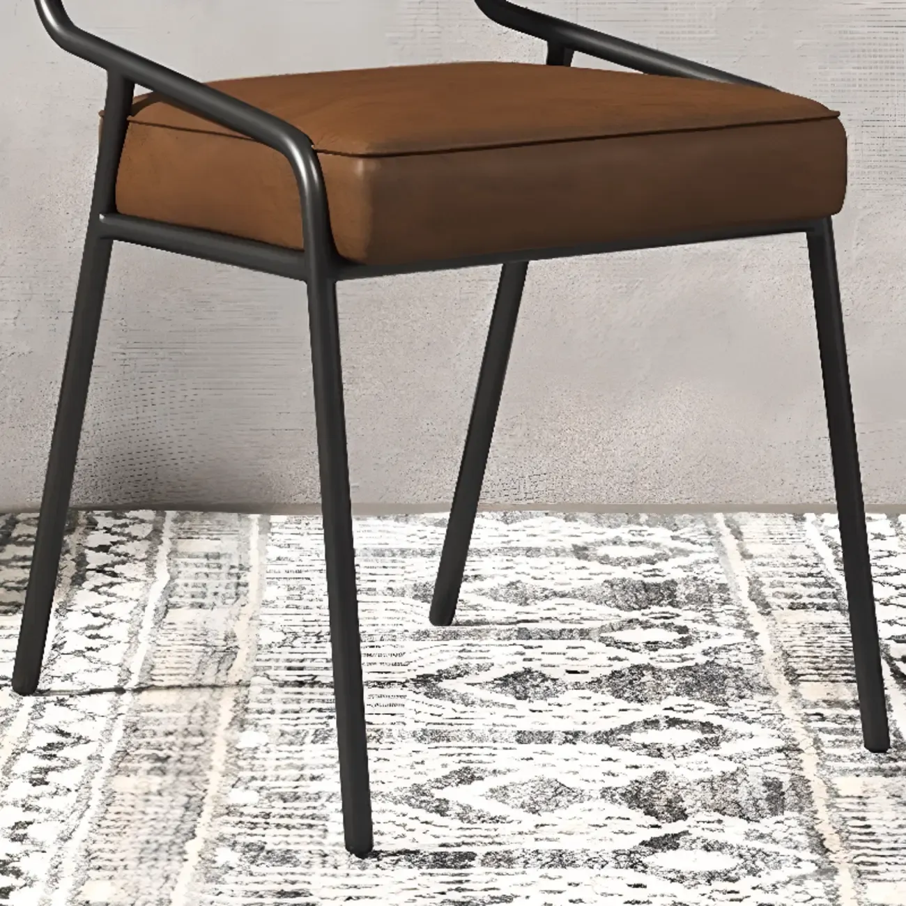 Modern Rectangle Faux Leather Open Back Dining Chair