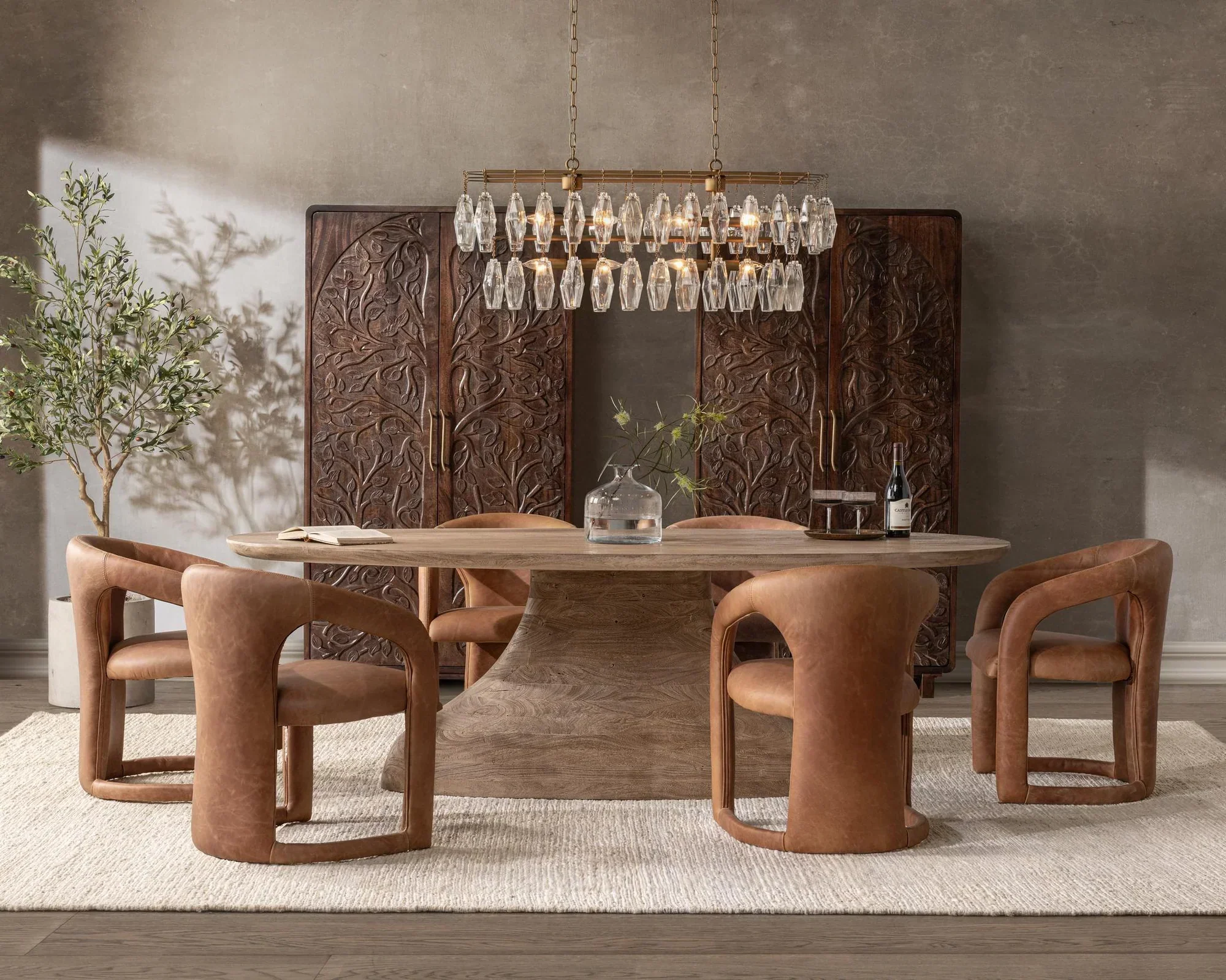 Amra Solid Wood Oval Dining Table - Sandstone Greige