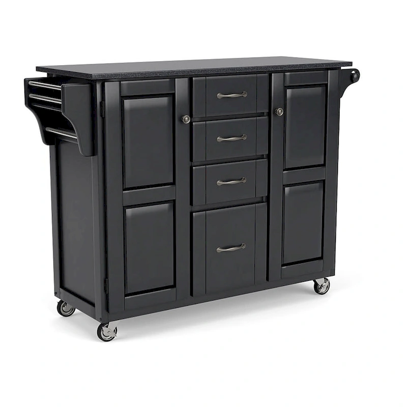 Homestyles Create-A-Cart Black Wood Kitchen Cart - 48 x 18 x 36
