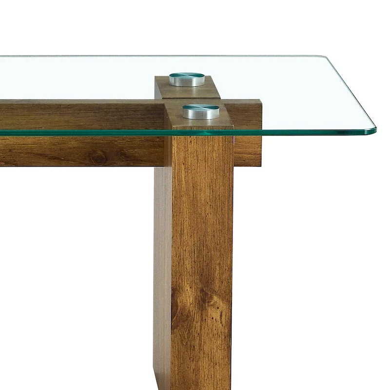 Tempered Glass Coffee Table with MDF Column Legs