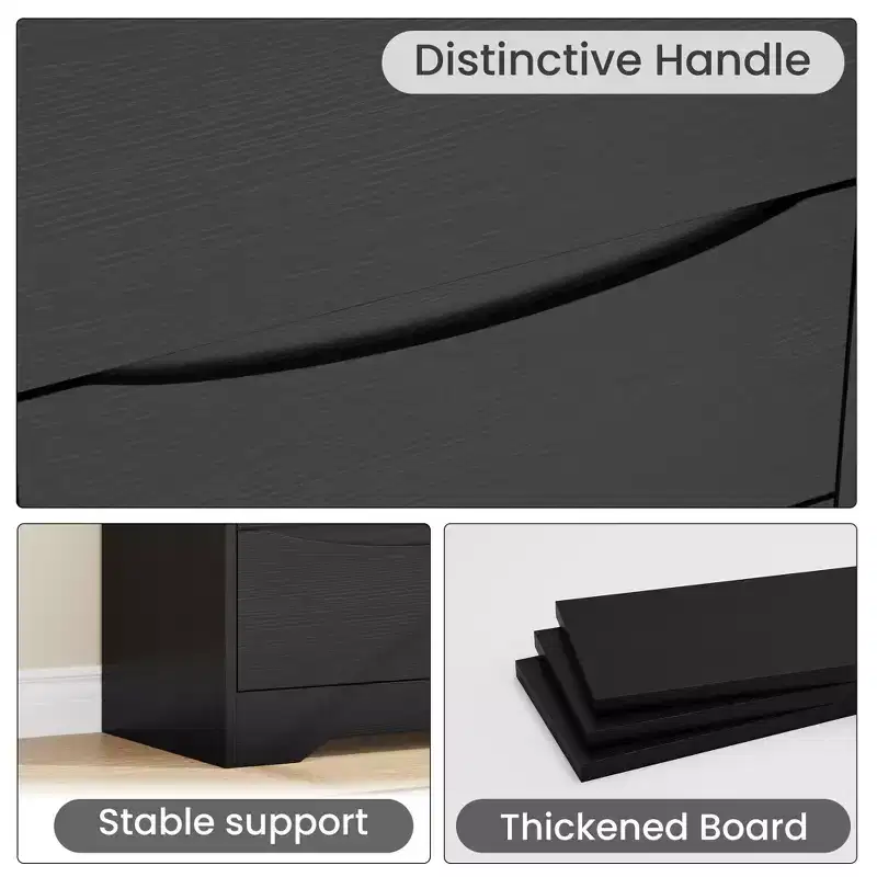 Wooden Dresser with 3 Drawers, Tall Modern Closet with Deep Storage, Large Chest of Drawers with Wide Top, Wood Closet Clothes Storage Organizer
