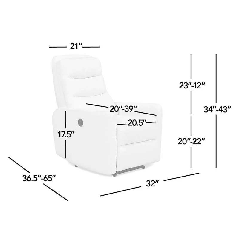 Bloomy 35.5 Boucle Upholstered High-Back Power Recliner Motion Chair