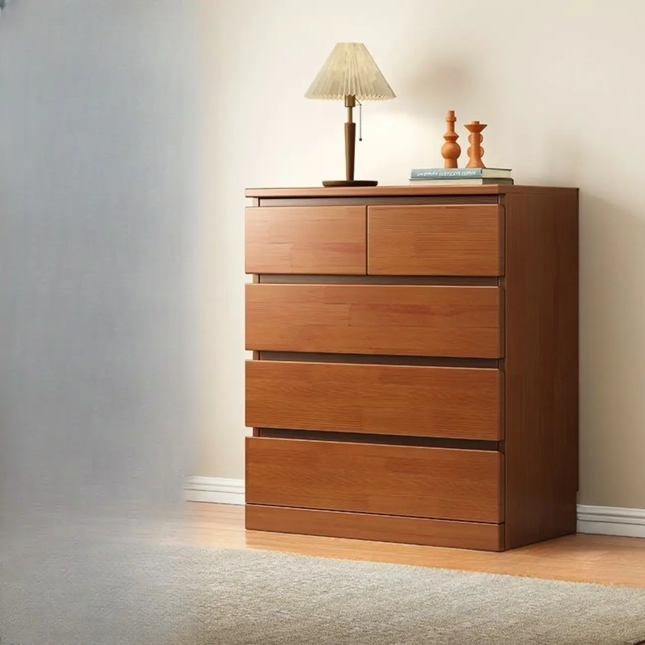 Modern Natural Wood Gloss Surface Dresser with 8-Drawers